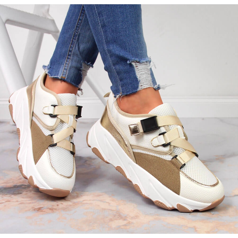 Sneakers da donna sulla piattaforma crema Potocki multicolore 1