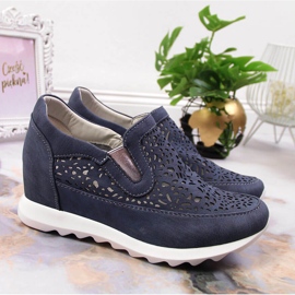 Scarpe sportive da donna su zeppa blu Jezzi 2