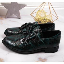Scarpe da donna Jezzi laccate verdi con fiocco verde 2