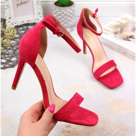 Sandali con tacco alto in camoscio fucsia Vinceza rosa 1