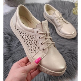 Comode scarpe da donna in pelle, Helios 375 dorate d'oro 1