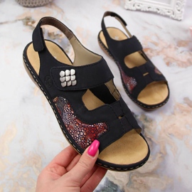Sandali con velcro Rieker 65989-14 blu navy 1
