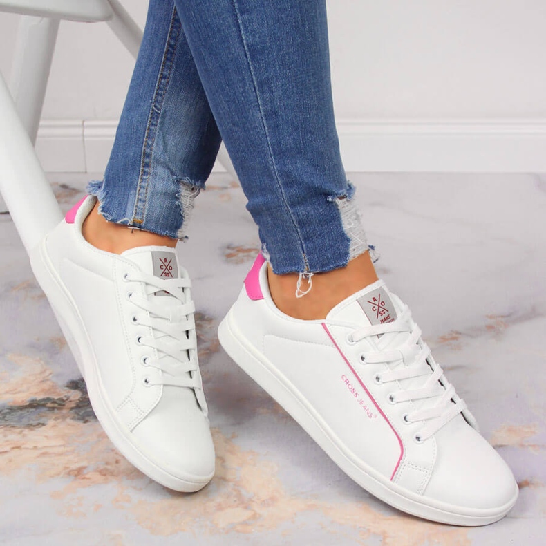 Sneakers da donna bianche con Cross Jeans in ecopelle JJ2R4024C bianco 1