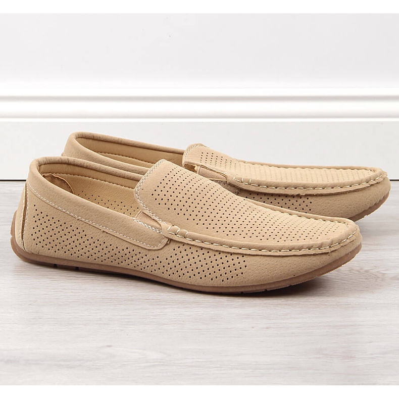 Mocassini uomo beige traforati NEWS 1