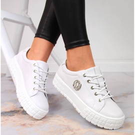 Scarpe da donna platform in pelle bianche Filippo bianca 1