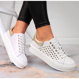 Sneakers da donna in pelle con rivetti bianchi Filippo bianco 1