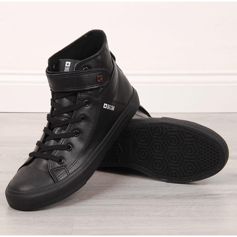 Sneakers alte da uomo nere con velcro Big Star Y174020 nero 1