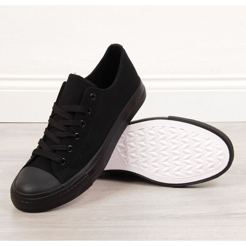 Sneakers basse da uomo Atletico tutte nere nero 2
