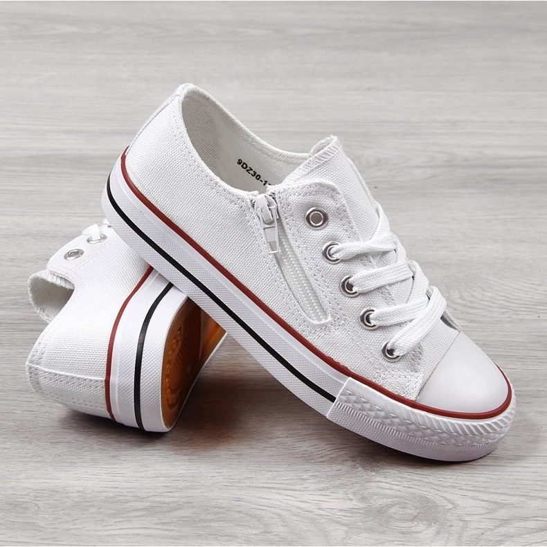 Sneakers basse da bambino con cerniera, bianche NEWS bianco 1