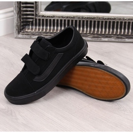 Sneakers nere da bambino Atletico nere con velcro nero 1