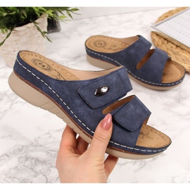 Comode ciabatte da donna blu navy con velcro eVento 1