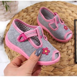 Ciabatte da bambina, sandali, grigio casa Nazo rosa 1