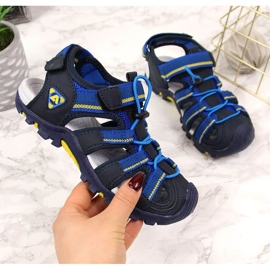 Sandali da bambino con velcro American Club blu navy 2