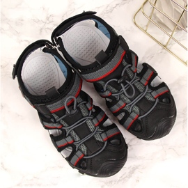 Sandali da bambino con velcro neri American Club nero 1