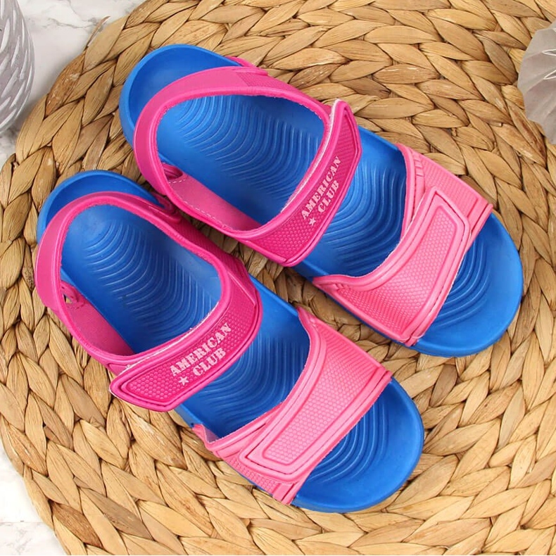 Sandali American Club in schiuma con velcro per ragazze rosa 2