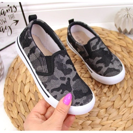 Sneakers slip on ciabatte per la scuola materna, mimetiche nere Atletico nero 1