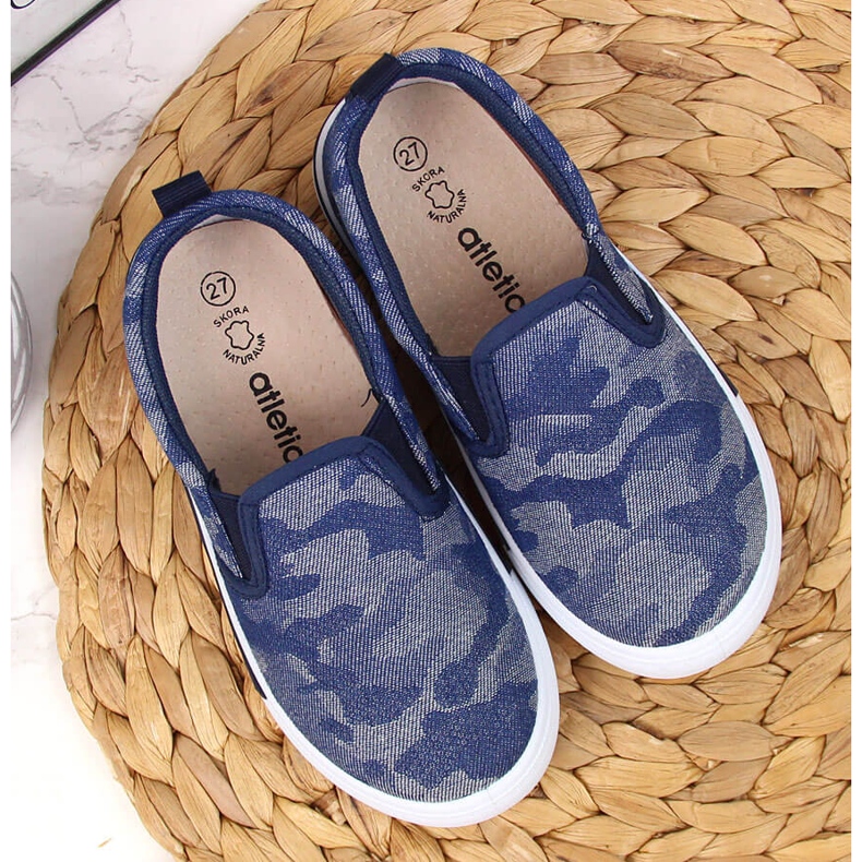 Sneakers slip on ciabatte per la scuola materna blu navy Atletico 2