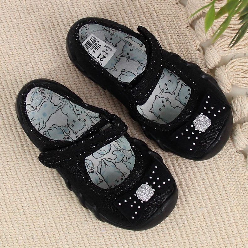 Ciabatte ballerine da bambina Befado nere con velcro nero 2