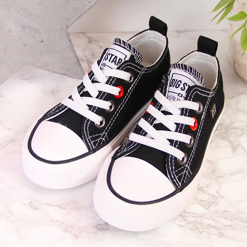 Sneakers da bambino basse nere Big Star HH374090 bianca nero 2