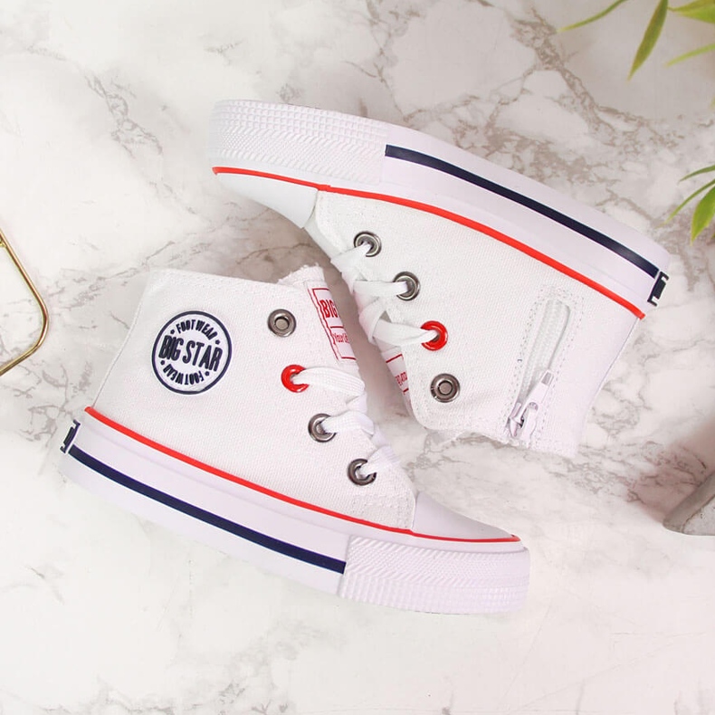 Sneakers da bambino bianche con zip Big Star HH374083 bianca 2