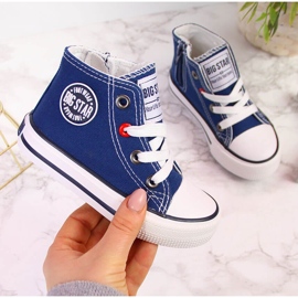 Sneakers da bambino con caviglia, Big Star blu navy HH374085 2