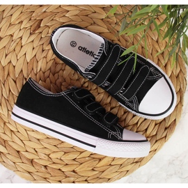 Sneakers basse da bambino Atletico nere con chiusura in velcro nero 2