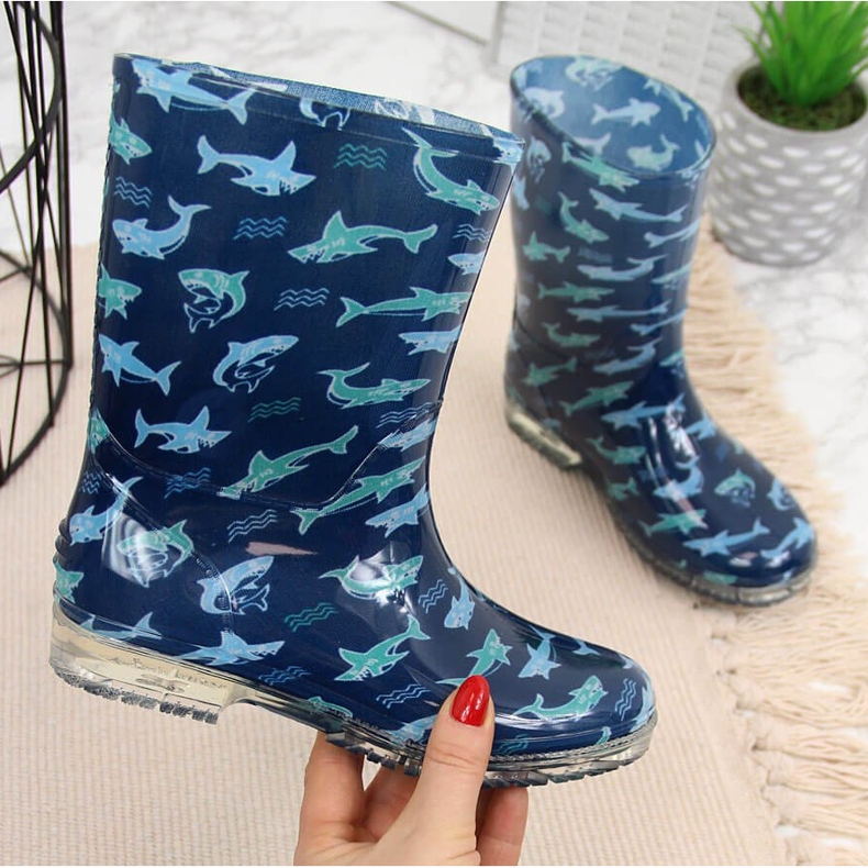 T.Sokolski Galosce da bambino con squali blu navy di T. Sokolski 1
