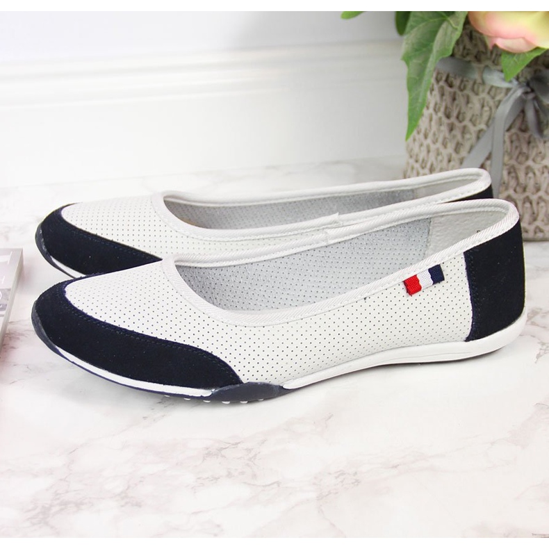 Ballerine Filippo da donna traforate bianche e blu navy bianco 1
