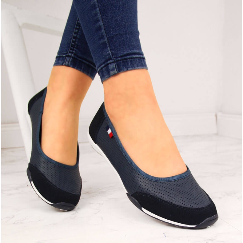 Ballerine da donna in pelle blu navy Filippo 1