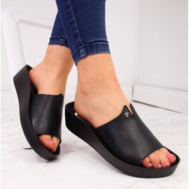 Ciabatte da donna in pelle nera Filippo platform nero 1