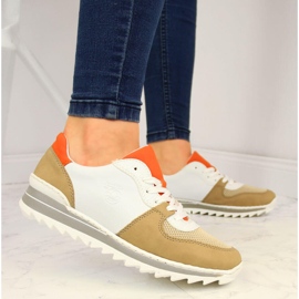 Scarpe sportive da donna bianche e beige Rieker M6910 bianco 2