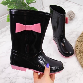 Galosce da ragazza Black American Club con fiocco nero 1
