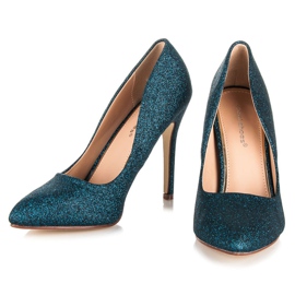 Ideal Shoes Pompe glitterate su una spilla blu 1