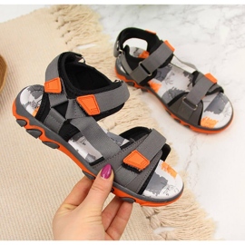 Sandali sportivi da bambino con velcro grigio NEWS 1