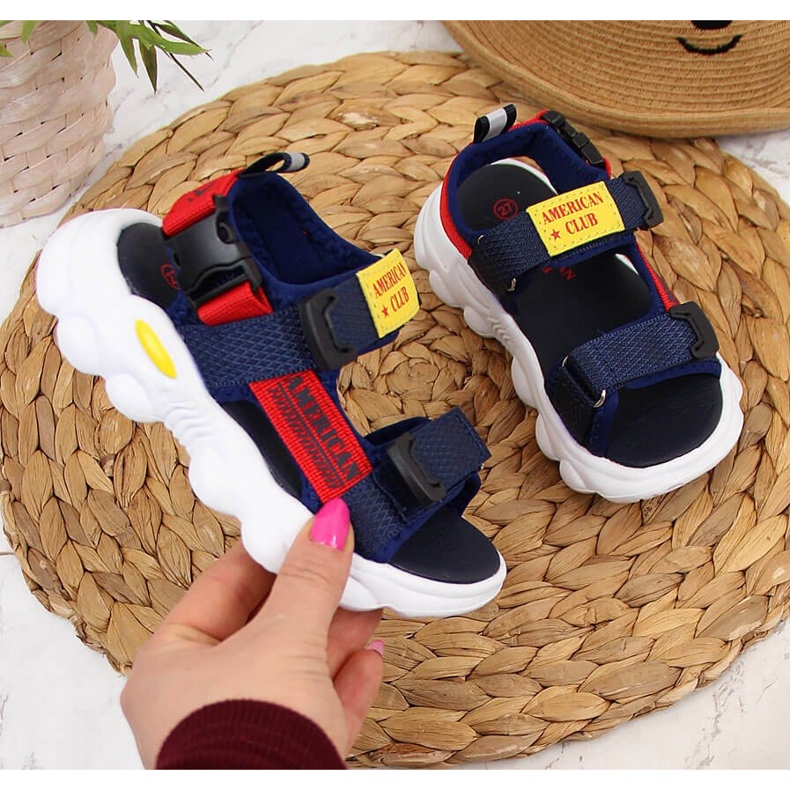 Sandali con velcro blu navy American Club per ragazzi 1