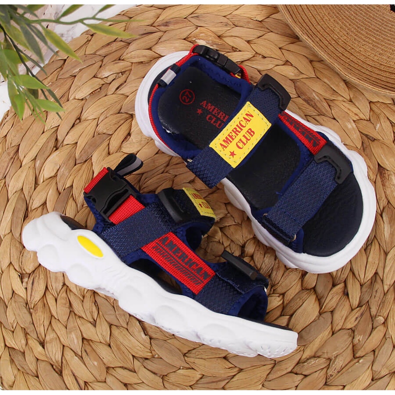 Sandali con velcro blu navy American Club per ragazzi 2