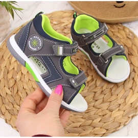 Sandali con velcro grigio American Club per ragazzi 1