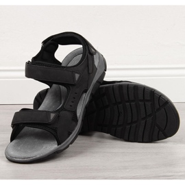 Sandali sportivi da uomo Black American Club con velcro nero 1