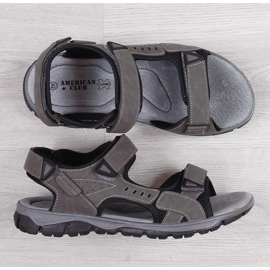 Sandali sportivi da uomo grigi con velcro di American Club grigio 1
