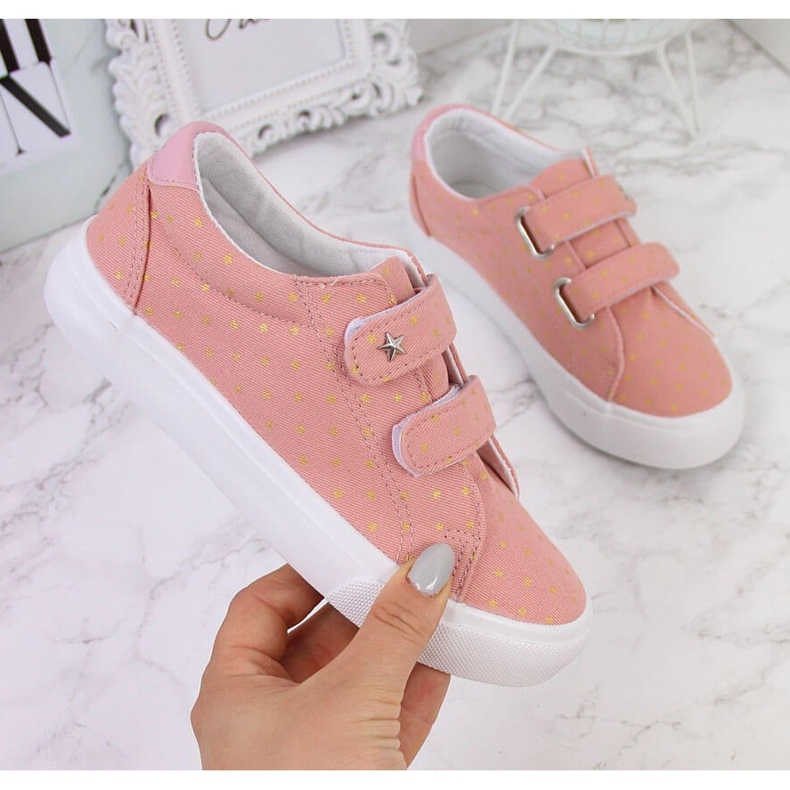 Sneakers da bambina con velcro stelle rosa Atletico 1
