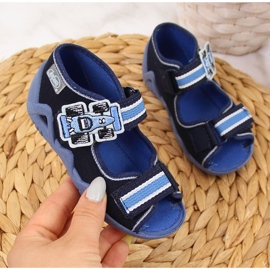 Ciabatte da bambino per la scuola materna su rape Befado blu navy 2