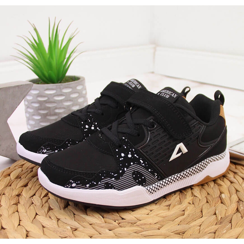 Scarpe sportive per bambini Black American Club con velcro nero 2