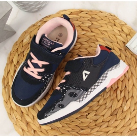 Scarpe sportive da bambina con velcro blu navy American Club 2