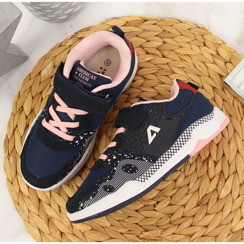 Scarpe sportive da bambina con velcro blu navy American Club 2