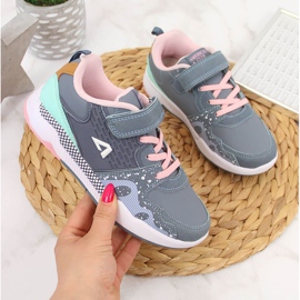Scarpe sportive da bambina con velcro, elastici American Club grigi rosa grigio 1