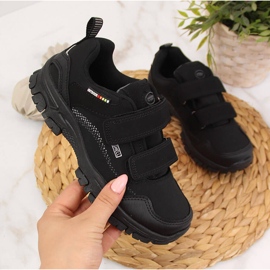 Scarpe da trekking per bambini impermeabili con velcro nere American Club nero 1