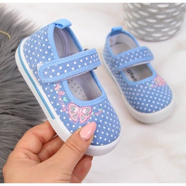 Ballerine in velcro con pois Atletico blu 1