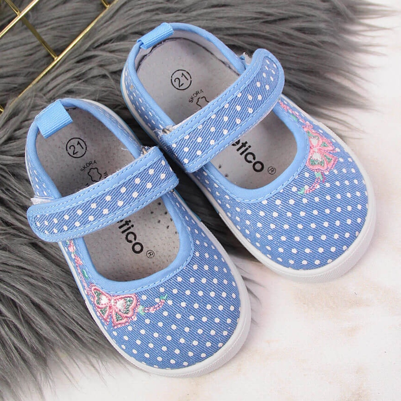 Ballerine in velcro con pois Atletico blu 2