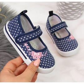 Ballerine in velcro con pois blu navy e bianchi Atletico bianco 1