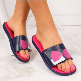Ciabatte da spiaggia da donna Atletico blu navy con velcro 1